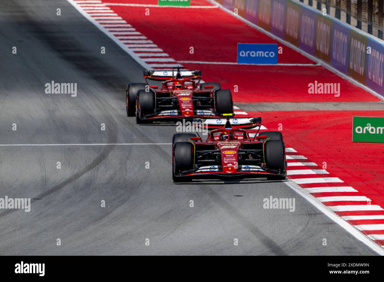Montmelo, Espagne, 23 juin, Charles Leclerc, de Monaco, concourt pour Ferrari. Jour de la course, manche 10 du championnat de formule 1 2024. Crédit : Michael Potts/Alamy Live News Banque D'Images