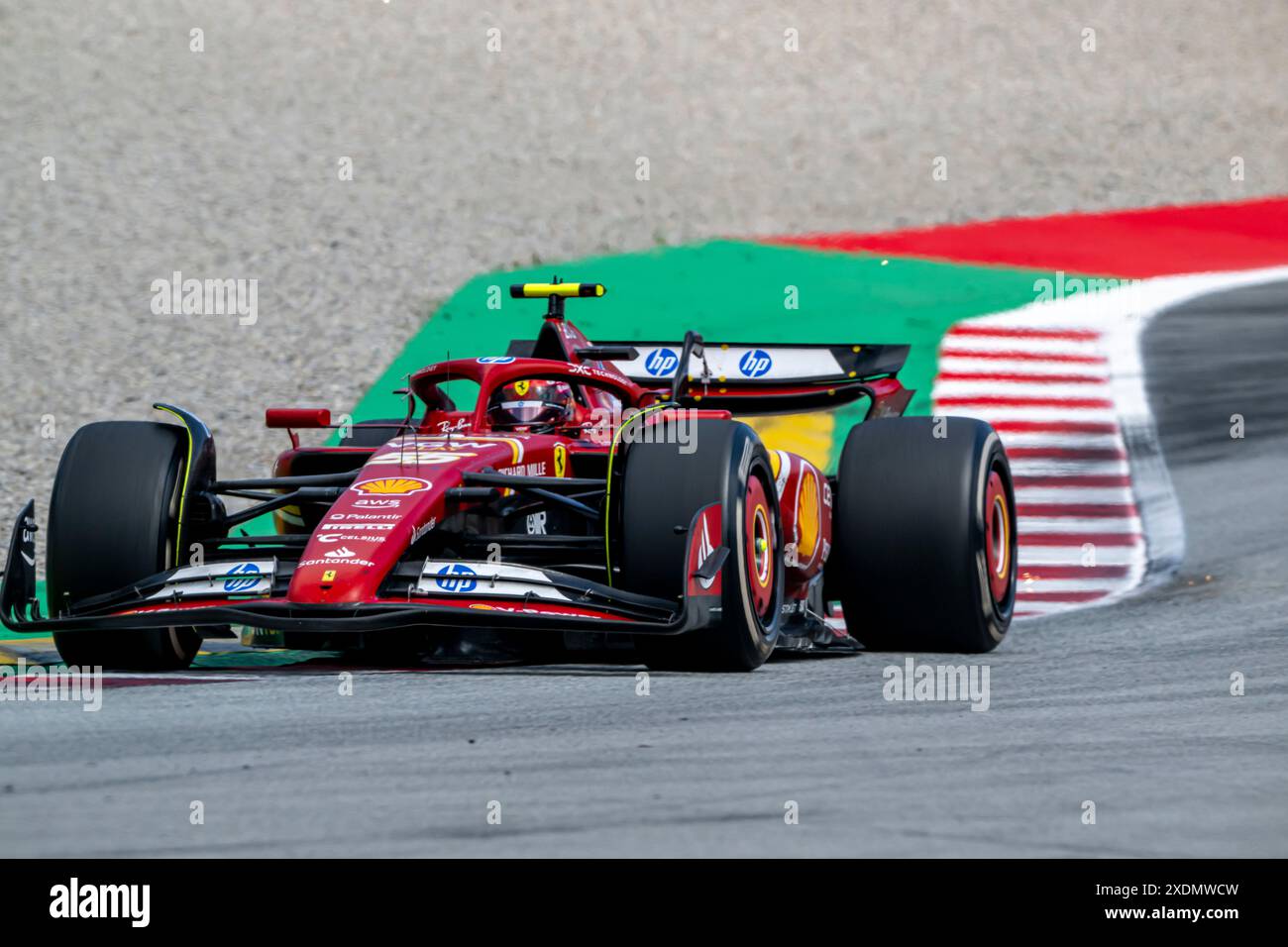 Montmelo, Espagne, 23 juin, Carlos Sainz, de l'Espagne, concourt pour Ferrari. Jour de la course, manche 10 du championnat de formule 1 2024. Crédit : Michael Potts/Alamy Live News Banque D'Images