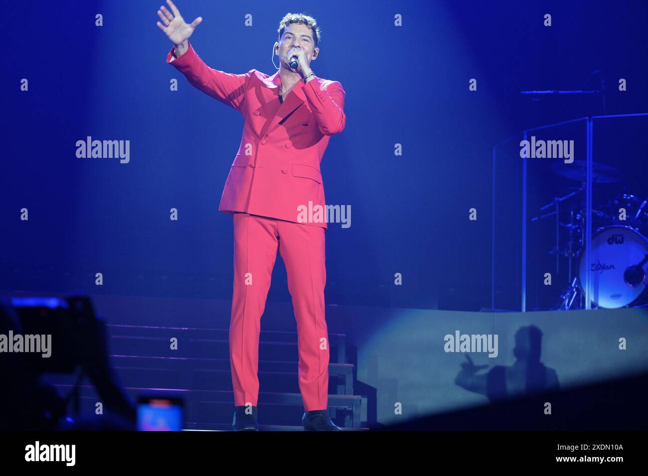 Madrid, Espagne. 23 juin 2024. Le chanteur David Bisbal se produit lors du concert Tour Volare 2024 au Wizcenter de Madrid, le 23 juin 2024, Espagne crédit : Sipa USA/Alamy Live News Banque D'Images