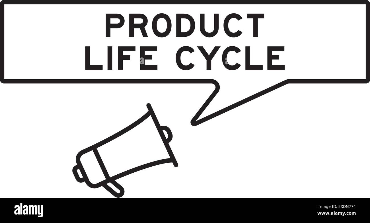Icône mégaphone avec bulle de parole dans le cycle de vie du produit de mot sur fond blanc Illustration de Vecteur