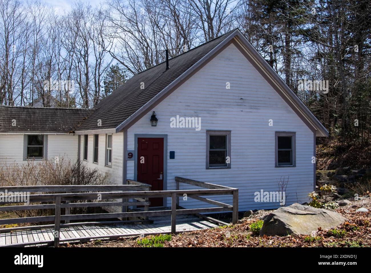 Salle communautaire au Albert County Museum à Hopewell Cape, Nouveau-Brunswick, Canada Banque D'Images