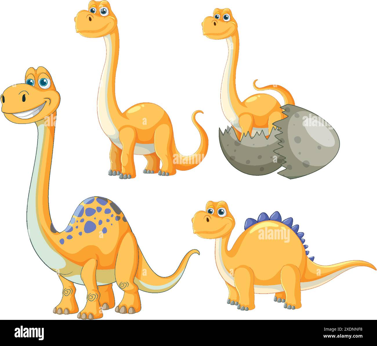 Adorables dinosaures dans diverses poses et étapes Illustration de Vecteur