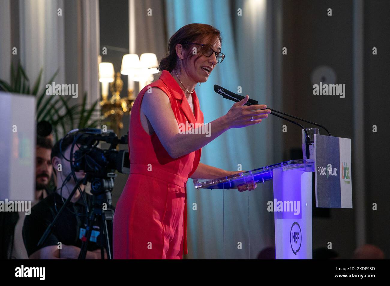 Madrid, Espagne. 24 juin 2024. Monica Garcia, ministre de la santé du gouvernement espagnol, participe ce matin à Madrid à un petit-déjeuner informatif. Crédit : D. Canales Carvajal/Alamy Live News Banque D'Images
