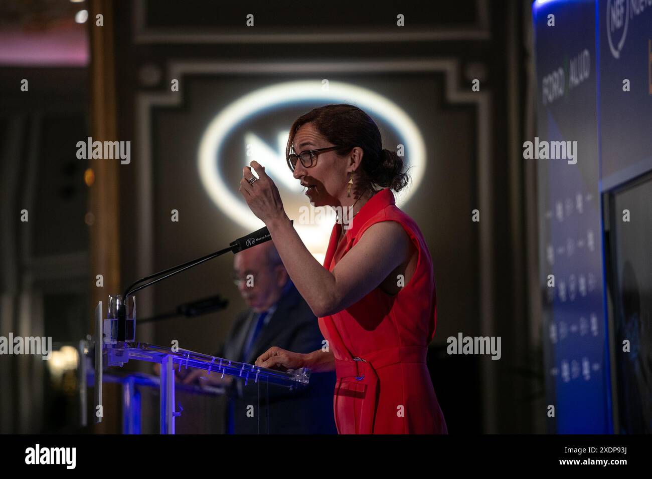 Madrid, Espagne. 24 juin 2024. Monica Garcia, ministre de la santé du gouvernement espagnol, participe ce matin à Madrid à un petit-déjeuner informatif. Crédit : D. Canales Carvajal/Alamy Live News Banque D'Images