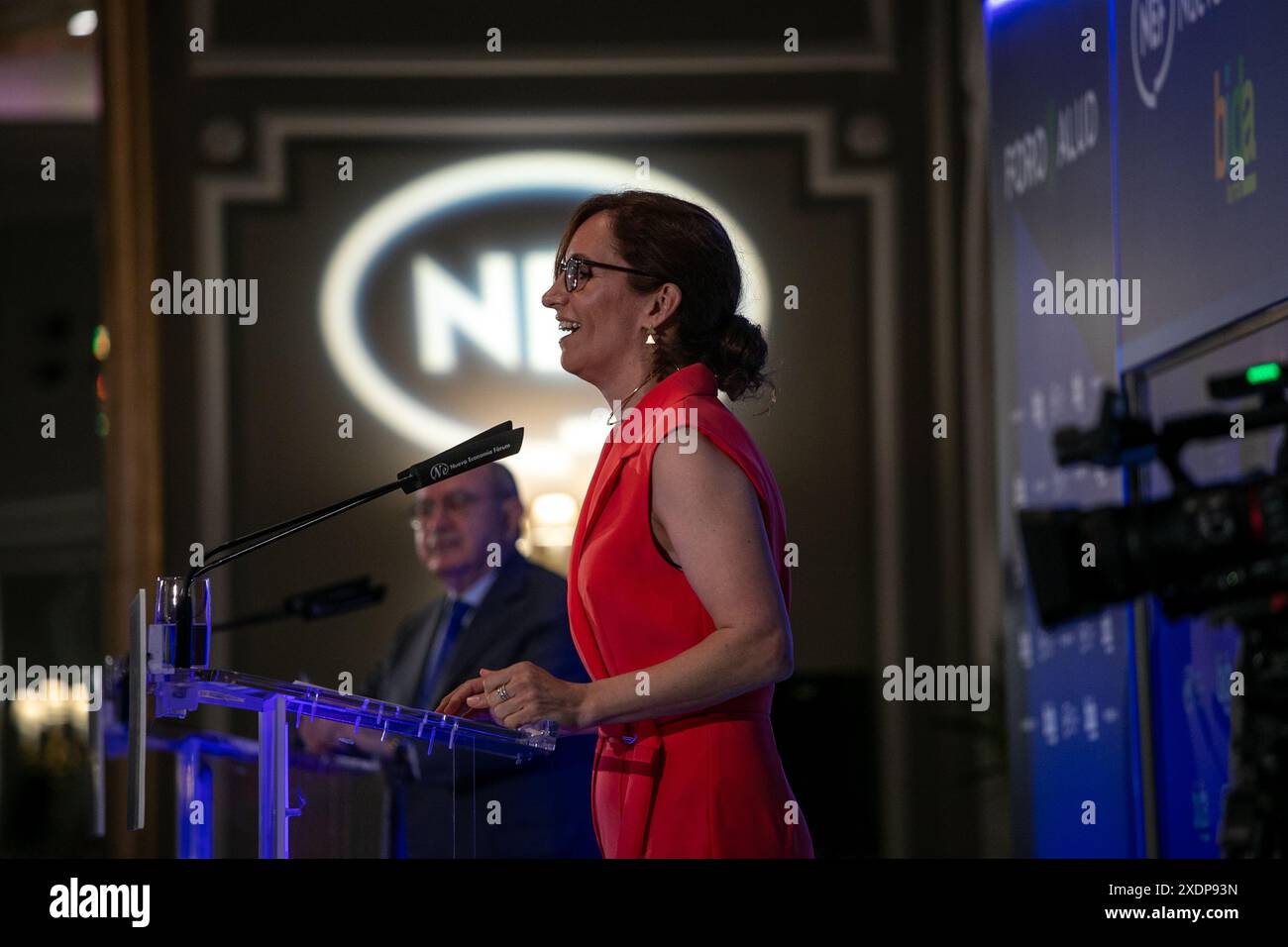 Madrid, Espagne. 24 juin 2024. Monica Garcia, ministre de la santé du gouvernement espagnol, participe ce matin à Madrid à un petit-déjeuner informatif. Crédit : D. Canales Carvajal/Alamy Live News Banque D'Images