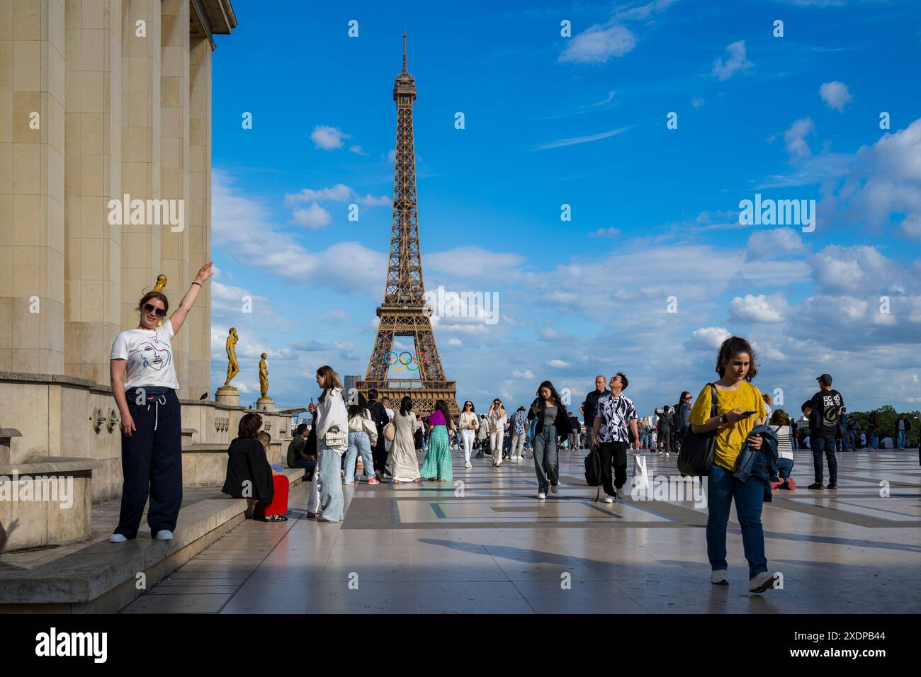 Tour Eiffel prête pour les Jeux olympiques de 2024 Banque D'Images