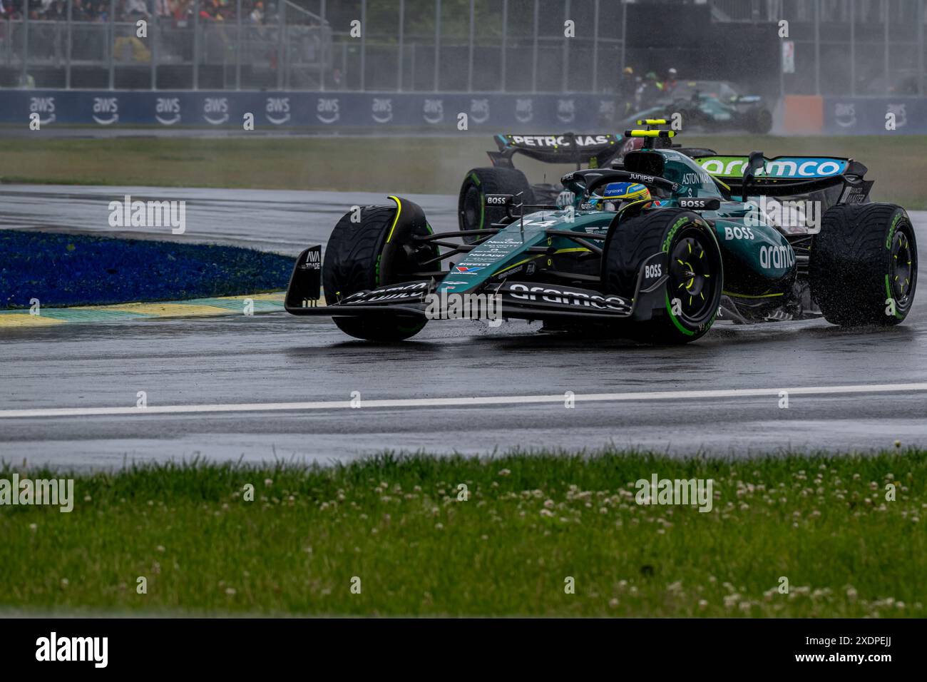 CIRCUIT GILLES VILLENEUVE, CANADA - 09 JUIN : Fernando Alonso, Aston Martin F1 AMR23 lors du Grand Prix du Canada au circuit Gilles Villeneuve le dimanche 09 juin 2024 à Montréal, Canada. (Photo de Michael Potts/BSR Agency) Banque D'Images