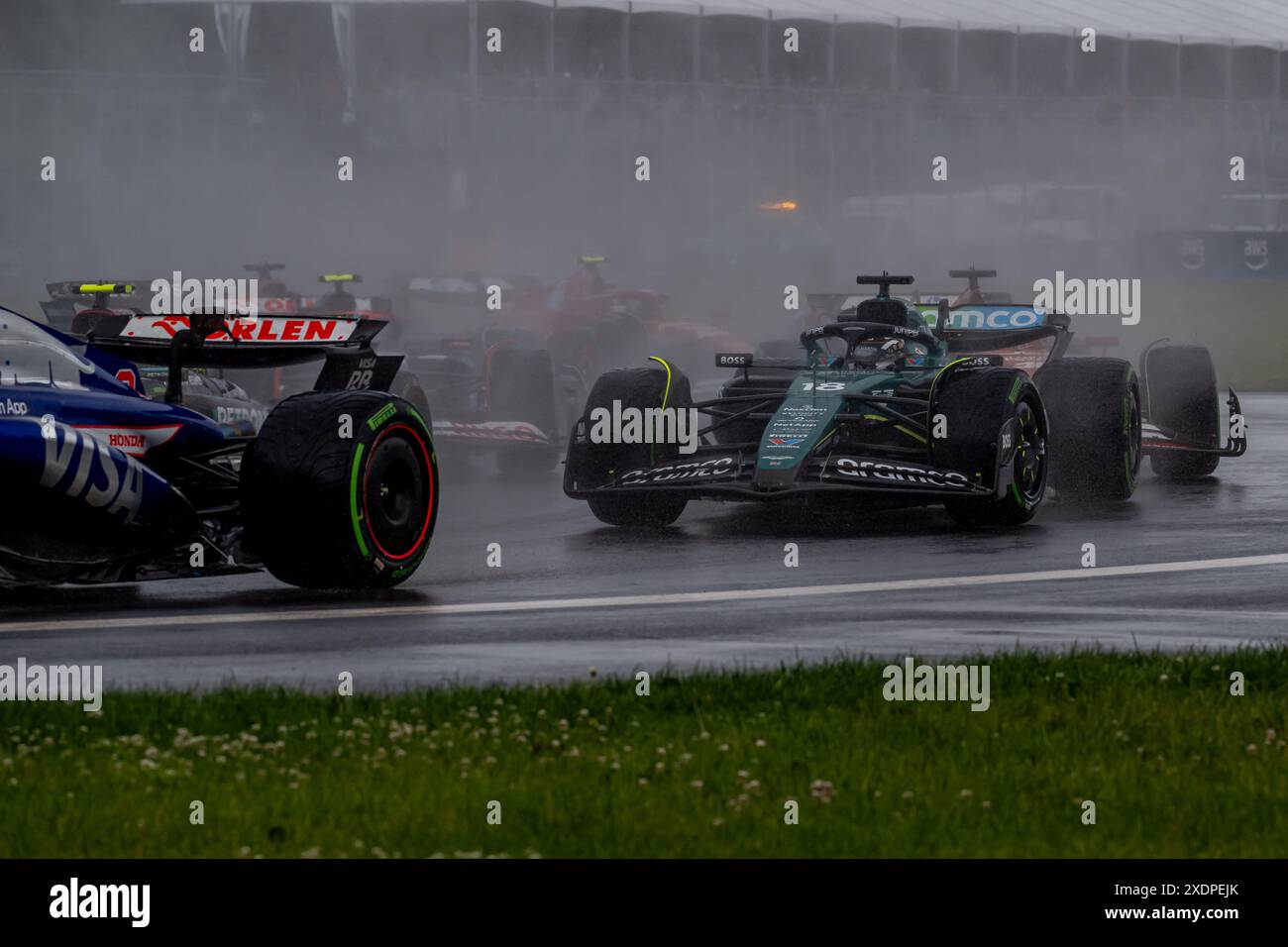 CIRCUIT GILLES VILLENEUVE, CANADA - 09 JUIN : lance Stroll, Aston Martin F1 AMR23 lors du Grand Prix du Canada au circuit Gilles Villeneuve le dimanche 09 juin 2024 à Montréal, Canada. (Photo de Michael Potts/BSR Agency) Banque D'Images