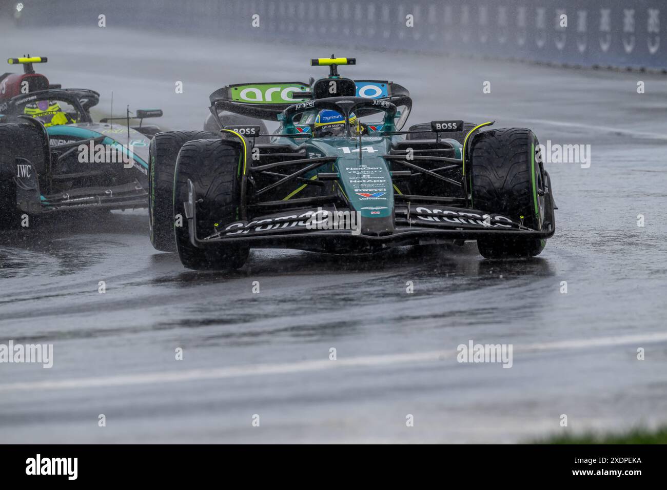 CIRCUIT GILLES VILLENEUVE, CANADA - 09 JUIN : Fernando Alonso, Aston Martin F1 AMR23 lors du Grand Prix du Canada au circuit Gilles Villeneuve le dimanche 09 juin 2024 à Montréal, Canada. (Photo de Michael Potts/BSR Agency) Banque D'Images