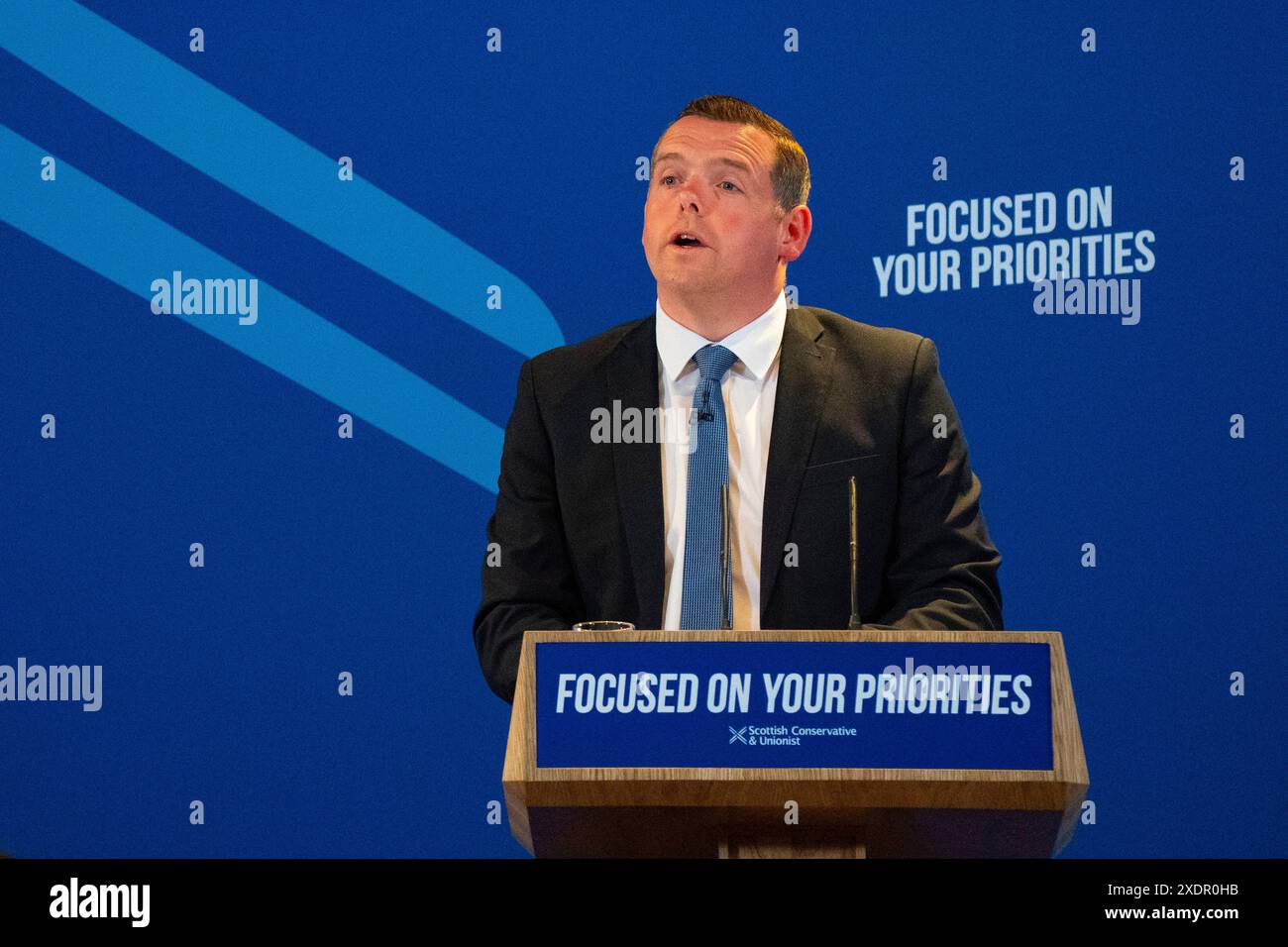 Édimbourg, Écosse, Royaume-Uni. 24 juin 2024. Le premier ministre Rishi Sunak et le chef des conservateurs écossais Douglas Ross lancent aujourd'hui à Édimbourg le manifeste électoral des conservateurs écossais. Iain Masterton/Alamy Live News Banque D'Images