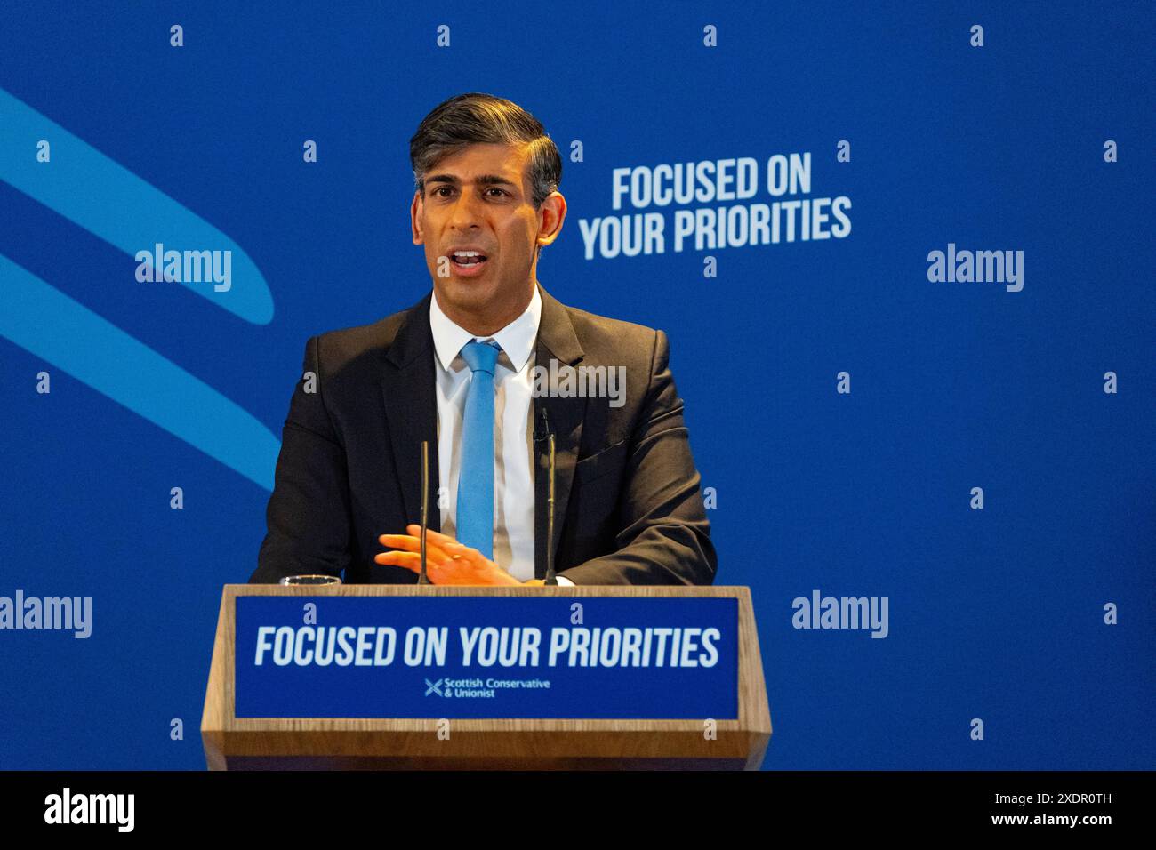 Édimbourg, Écosse, Royaume-Uni. 24 juin 2024. Le premier ministre Rishi Sunak et le chef des conservateurs écossais Douglas Ross lancent aujourd'hui à Édimbourg le manifeste électoral des conservateurs écossais. Iain Masterton/Alamy Live News Banque D'Images