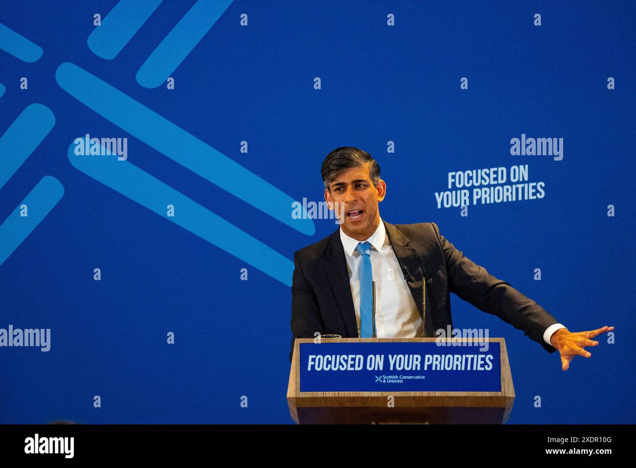 Édimbourg, Écosse, Royaume-Uni. 24 juin 2024. Le premier ministre Rishi Sunak et le chef des conservateurs écossais Douglas Ross lancent aujourd'hui à Édimbourg le manifeste électoral des conservateurs écossais. Iain Masterton/Alamy Live News Banque D'Images