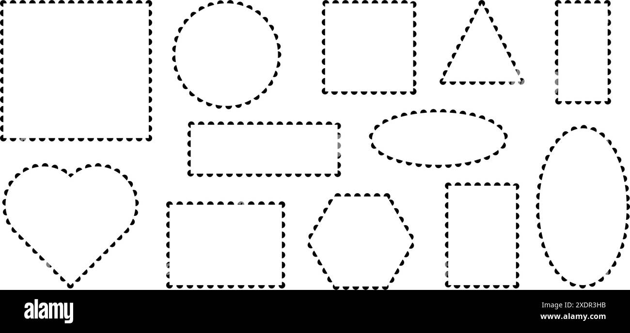Ensemble de formes avec des bordures mobiles. Zones de texte vides, modèles de bannières, cadres photo. Formes avec bord ondulé. Illustration vectorielle Illustration de Vecteur