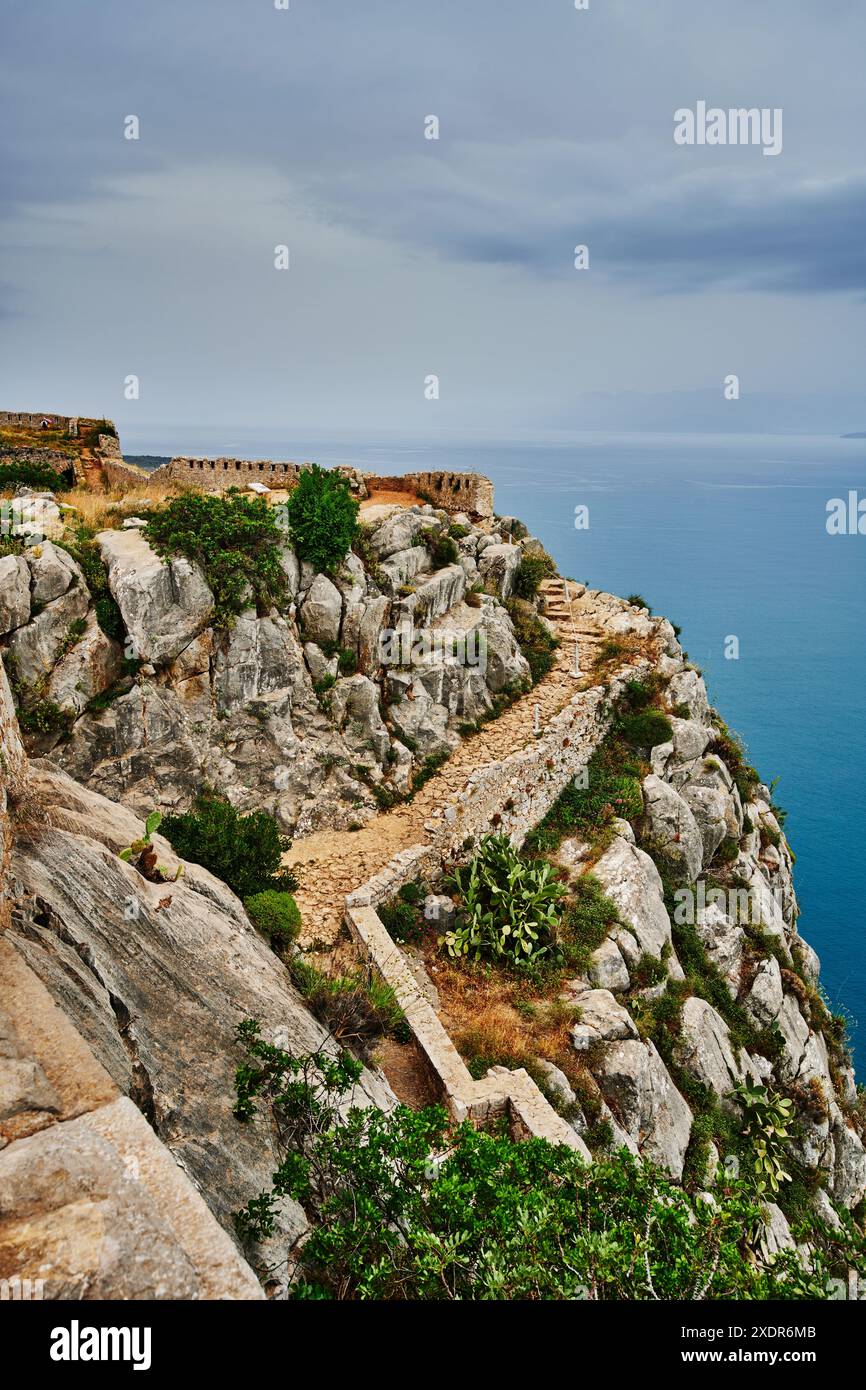 Chemin vers la forteresse de Palamidi, Pélopones, Grèce, îles grecques, Europe Banque D'Images