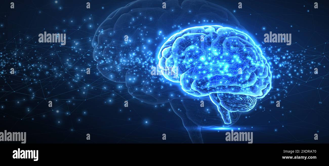 Concept d'illustration numérique du cerveau. Intelligence artificielle, science du cerveau, système nerveux Illustration de Vecteur