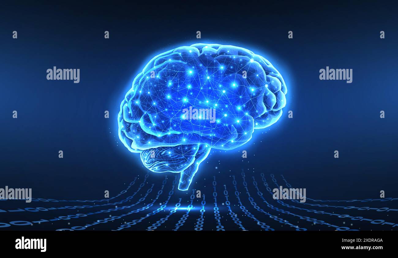 Concept d'illustration numérique du cerveau. Intelligence artificielle, science du cerveau, système nerveux Illustration de Vecteur