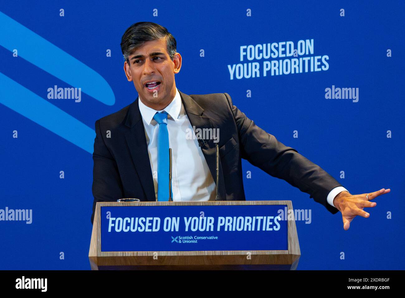 Édimbourg, Écosse, Royaume-Uni. 24 juin 2024. Le premier ministre Rishi Sunak et le chef des conservateurs écossais Douglas Ross lancent aujourd'hui à Édimbourg le manifeste électoral des conservateurs écossais. Iain Masterton/Alamy Live News Banque D'Images