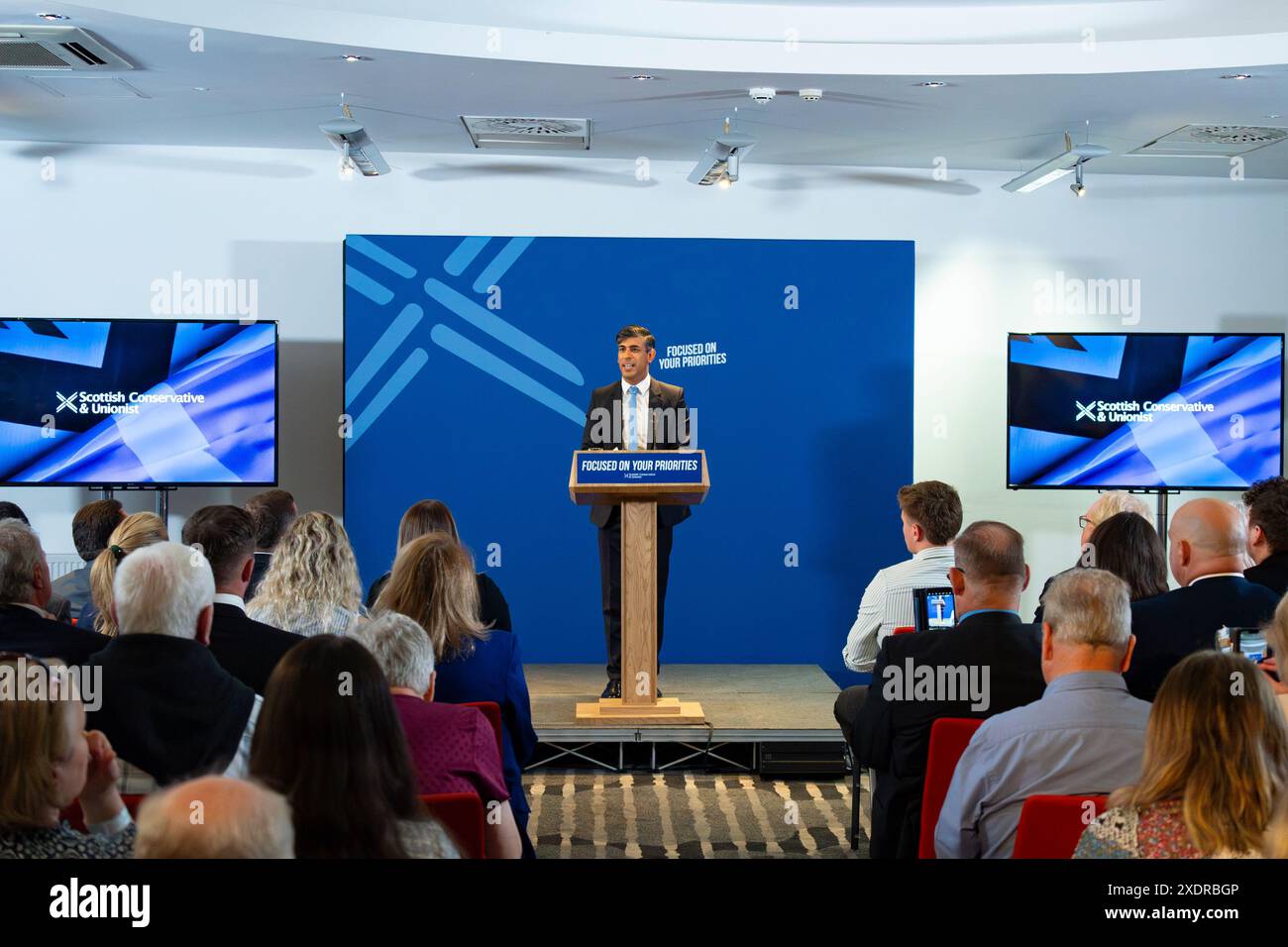 Édimbourg, Écosse, Royaume-Uni. 24 juin 2024. Le premier ministre Rishi Sunak et le chef des conservateurs écossais Douglas Ross lancent aujourd'hui à Édimbourg le manifeste électoral des conservateurs écossais. Iain Masterton/Alamy Live News Banque D'Images