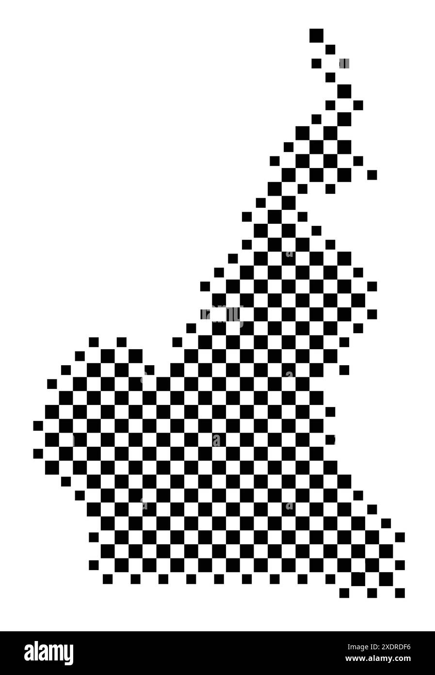 Carte abstraite du Cameroun montrant le pays avec un motif de carrés noirs et blancs comme un échiquier Illustration de Vecteur