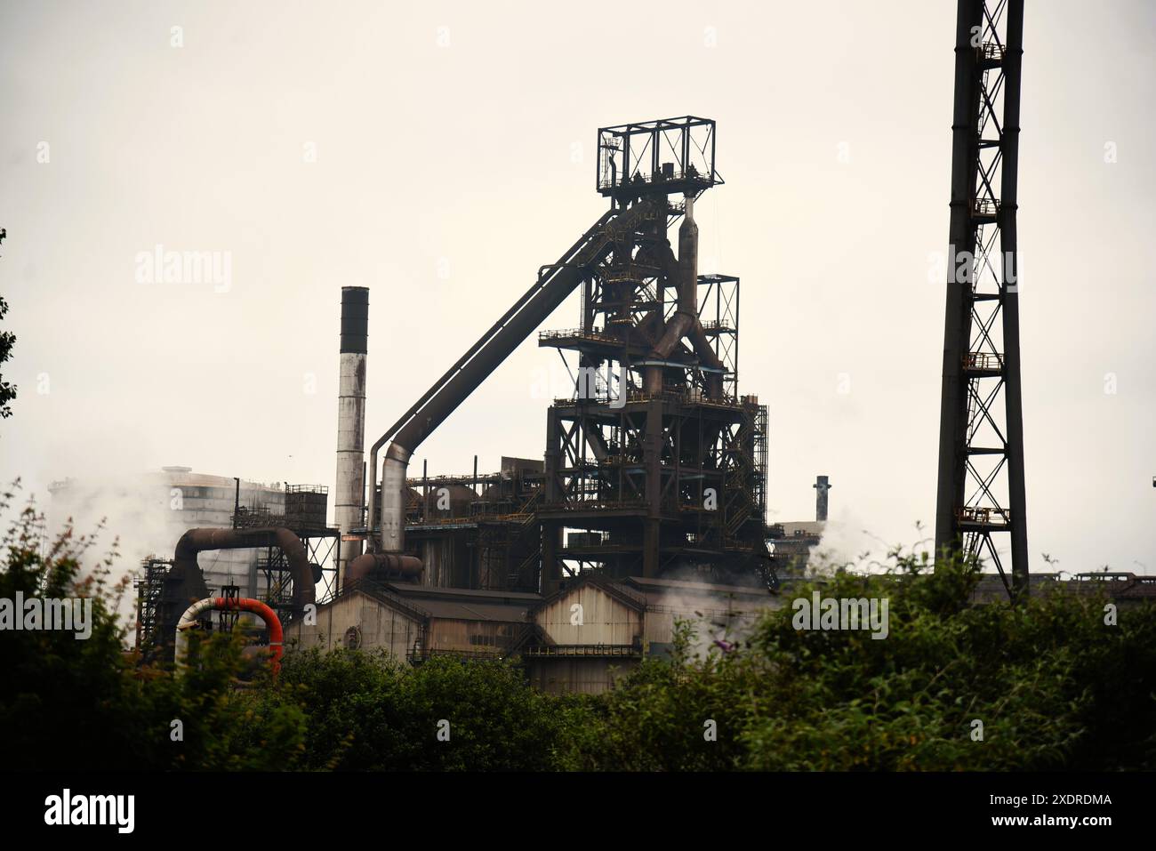 Les photos montrent les aciéries de Tata, Port Talbot, pays de Galles du Sud à la veille d'une grève prévue par les travailleurs le 8 juillet, des milliers de travailleurs sont confrontés à un licenciement. Banque D'Images