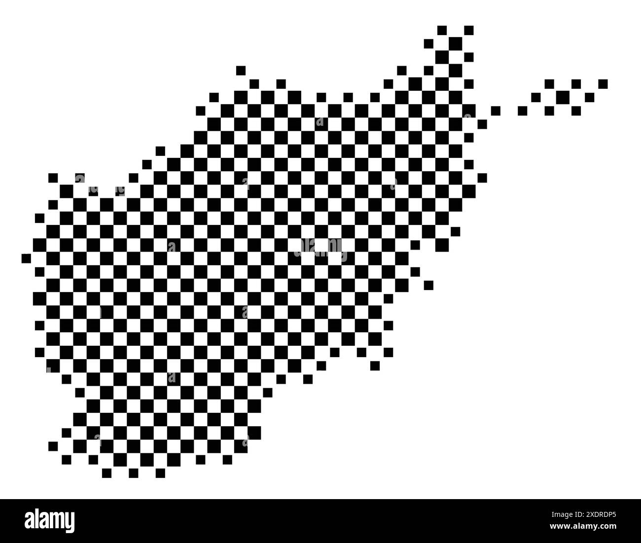 Carte abstraite de l'Afghanistan montrant le pays avec un motif de carrés noirs et blancs comme un échiquier Illustration de Vecteur