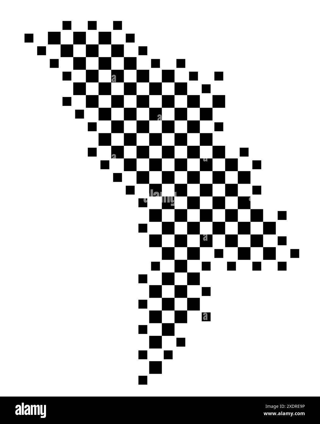 Carte abstraite de la Moldavie montrant le pays avec un motif de carrés noirs et blancs comme un échiquier Illustration de Vecteur