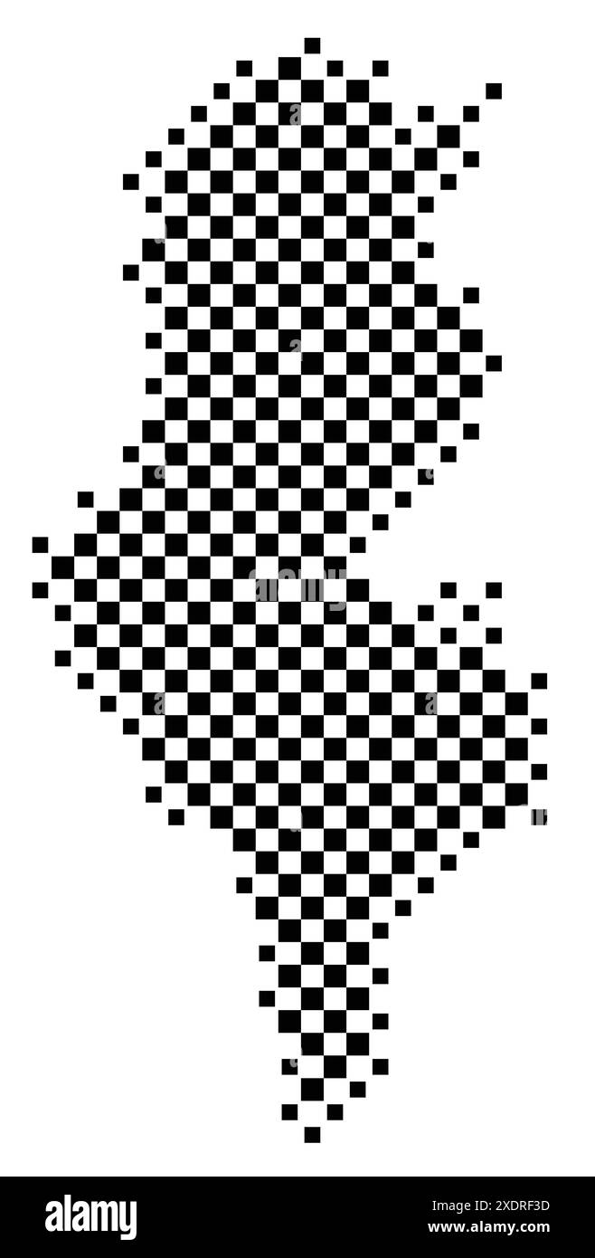 Carte abstraite de la Tunisie montrant le pays avec un motif de carrés noirs et blancs comme un échiquier Illustration de Vecteur