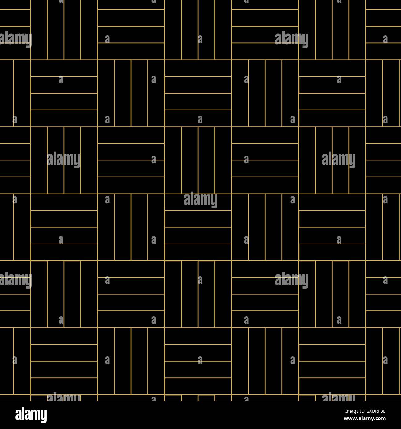 Motif géométrique abstrait avec des carrés, des rayures, des lignes. Arrière-plan vectoriel transparent. Ornement doré et noir. Design graphique moderne. Banque D'Images