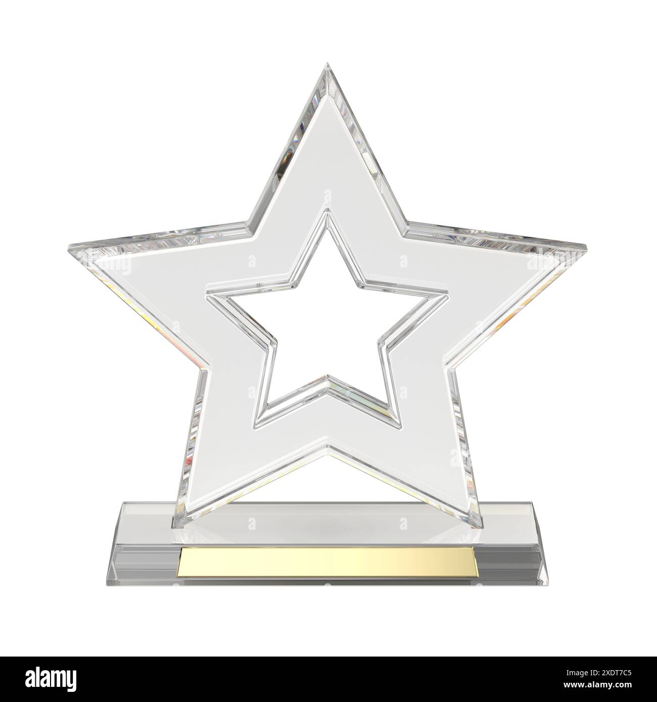 Vue avant de Crystal star Award, isolé sur fond blanc Banque D'Images