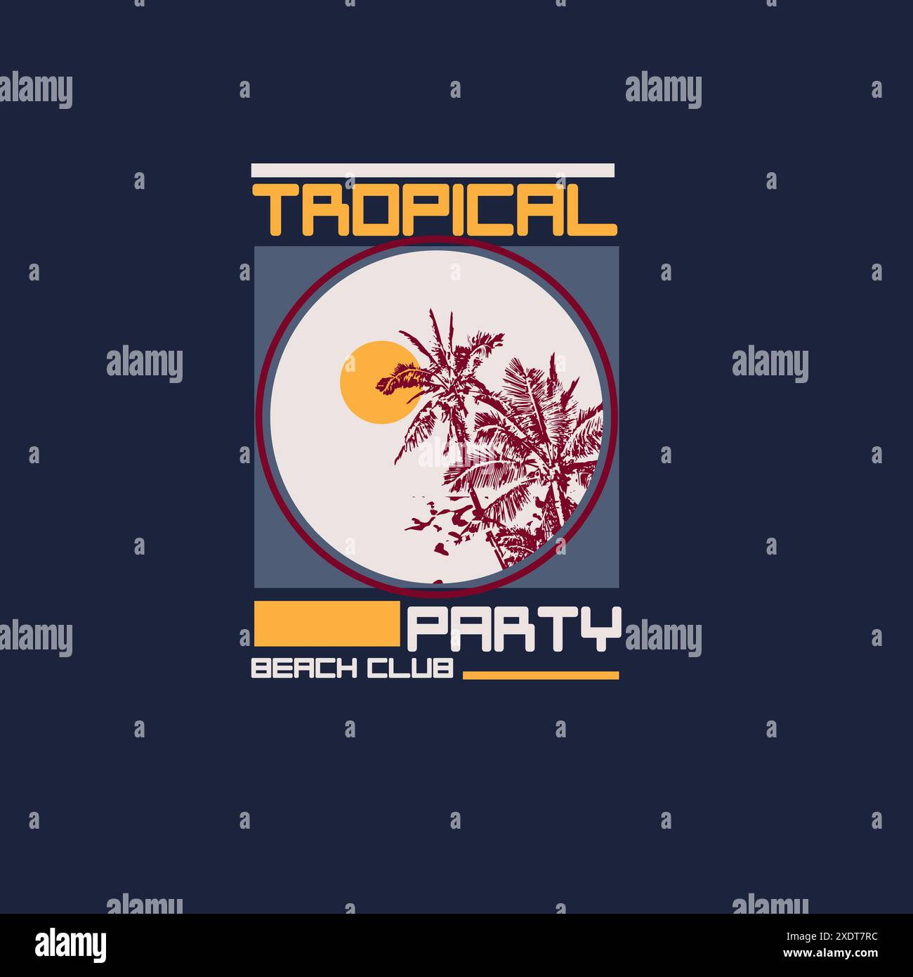 Summer Beach fête Beach club plage typographie palmier design t-shirt Illustration de Vecteur
