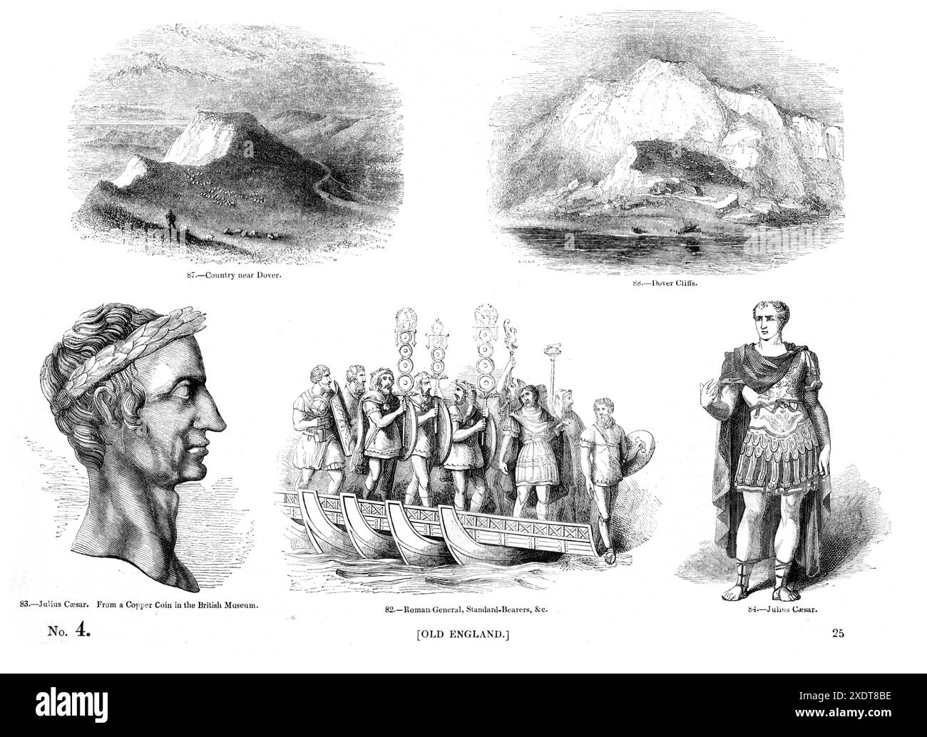 Julius Caesar & Douvres - Old England (1843), Charles Knight (1791-1873) p.35 Banque D'Images