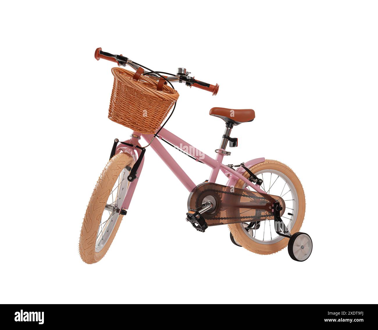 Vélo rose pour enfants isolé sur un blanc. Banque D'Images