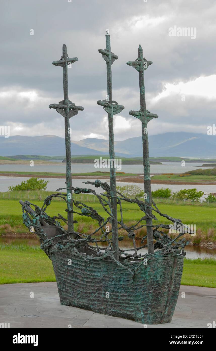 Comté d'Irlande Mayo Murrisk Peninsula National famine Memorial Coffin Ship, sculpture Banque D'Images