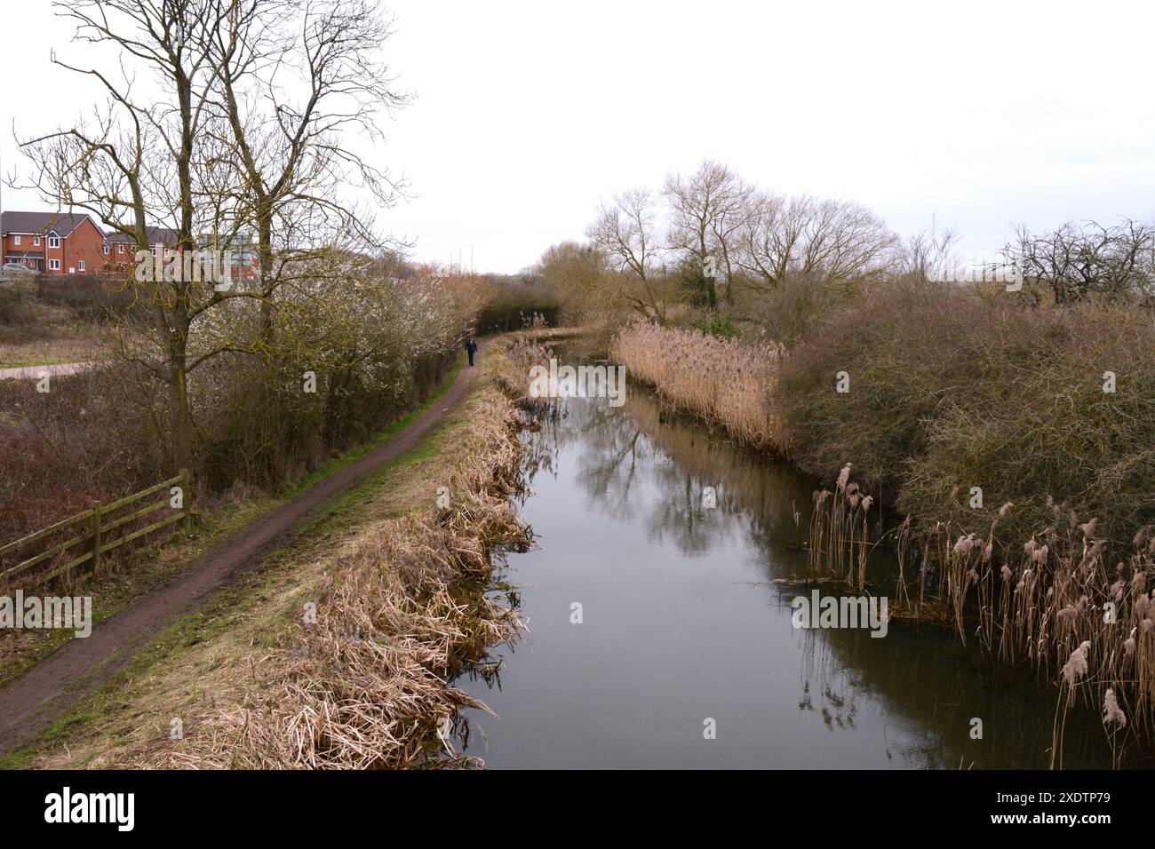 Upton Northampton Northamptonshire les gens marchent en marchant l'herbe rive de l'eau bord de ruisseau portes arbres campagne comté pays terre cours d'eau lac ruisseau Banque D'Images