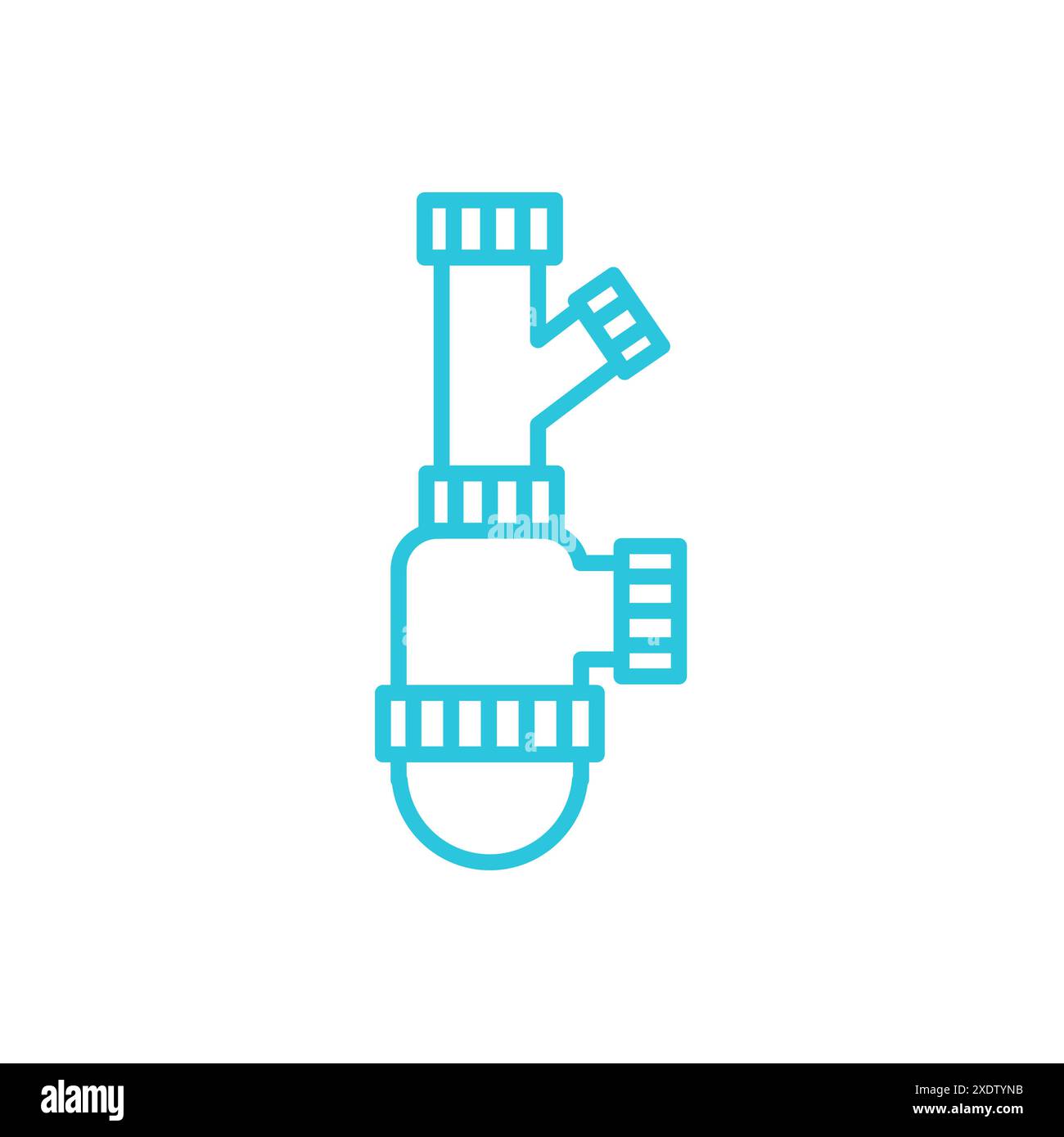 Siphon d'évier facile d'entretien avec connecteur pour lave-vaisselle. Isolé sur fond blanc. À partir du jeu d'icônes bleues. Illustration de Vecteur