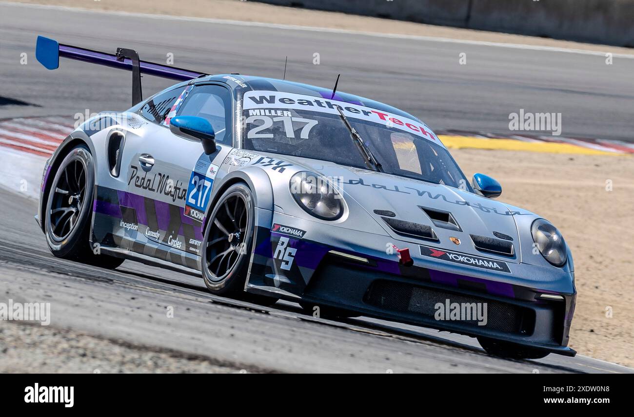 22 juin 2024 Monterey, CA, États-Unis compétition Motorsports Steve Miller conduisant du virage 5 au virage 6 lors du Firestone Grand Prix de Monterey Porsche Challenge Race 2 à WeatherTech Raceway Laguna Seca Monterey, CA Thurman James/CSM Banque D'Images