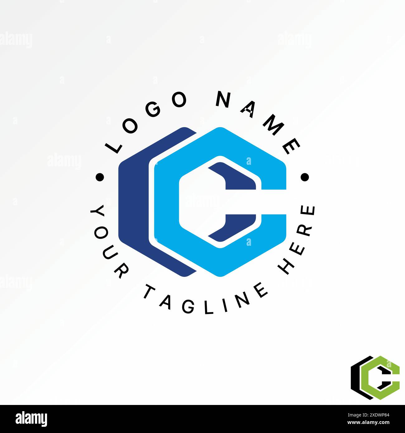Conception de logo concept graphique créatif premium vecteur stock lettre initiale C ou CC police ombre hexagone. Lié à la marque de typographie monogramme Illustration de Vecteur