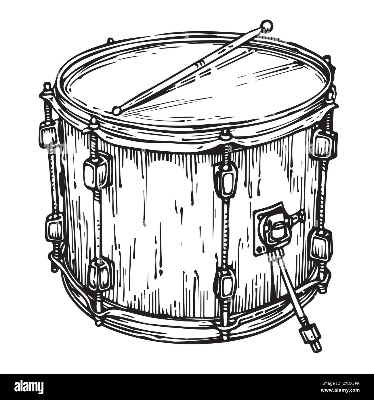 Esquisse de tambour de style Doodle dans le vecteur. Isolé sur blanc Illustration de Vecteur