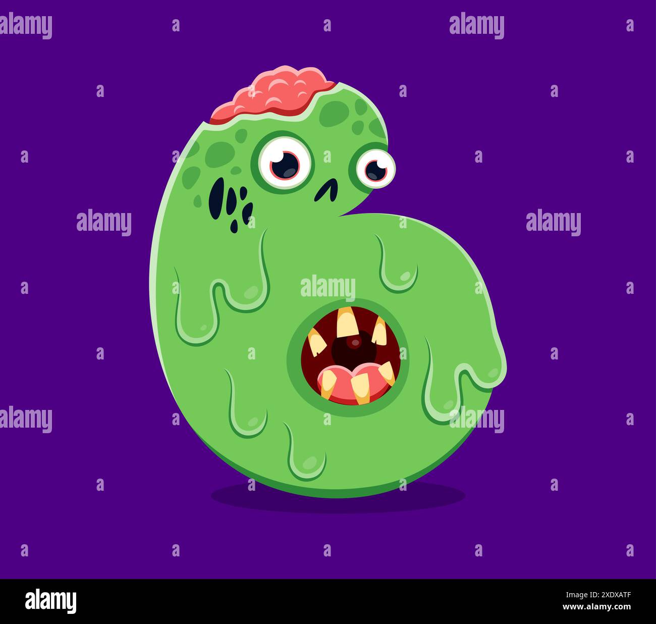 Halloween police lettre B ou zombie slime avec cerveau, vecteur d'horreur de dessin animé type ABC. Lettre B de police d'Halloween pour enfants alphabet de monstre zombie BOO effrayant pour police de caractères de texte d'horreur ou typeset effrayant Illustration de Vecteur