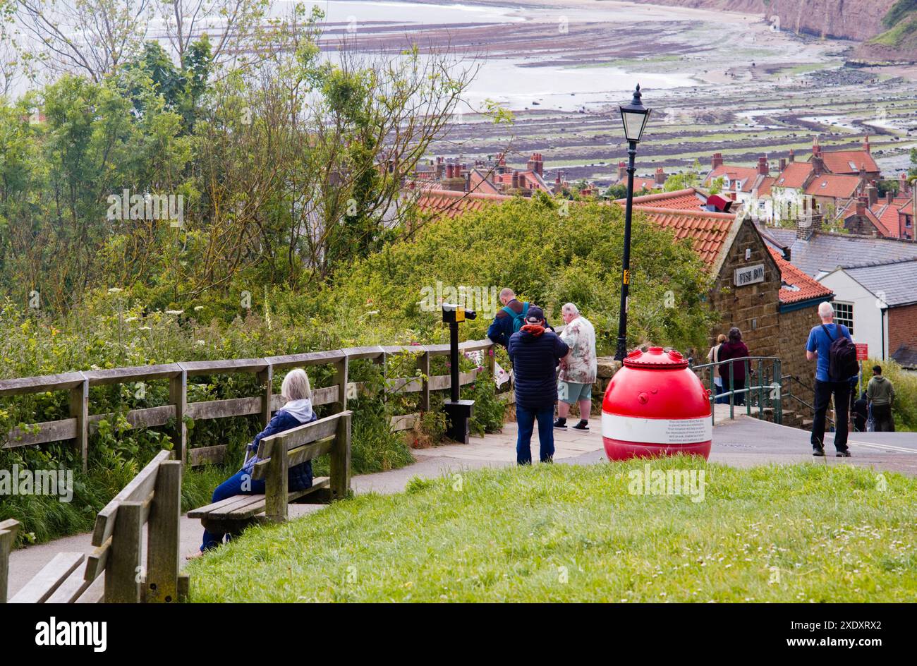 La mine marine de Robin Hoods Bay à marée basse Banque D'Images