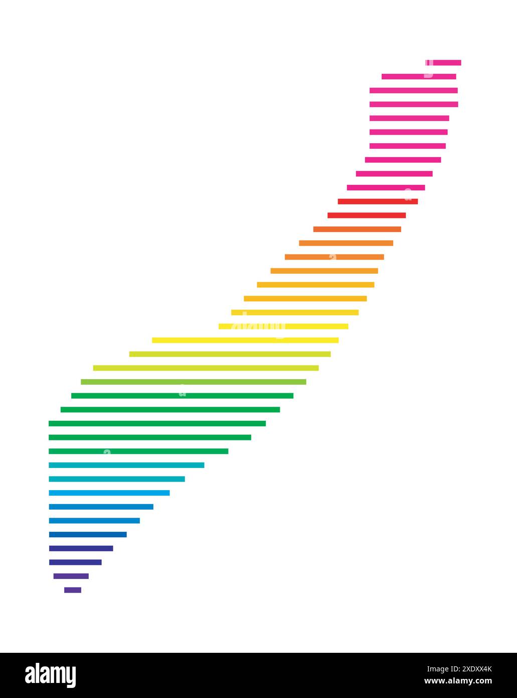 Carte abstraite de la Somalie montrant le pays avec des lignes parallèles horizontales aux couleurs de l'arc-en-ciel Illustration de Vecteur