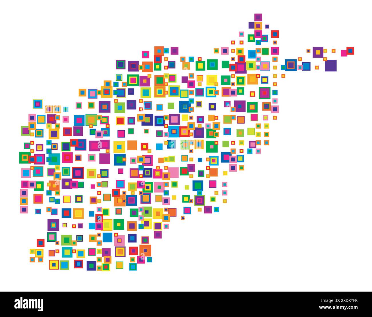 Carte abstraite de l'Afghanistan carte abstraite montrant le pays avec un motif de carrés colorés se chevauchant comme des bonbons Illustration de Vecteur