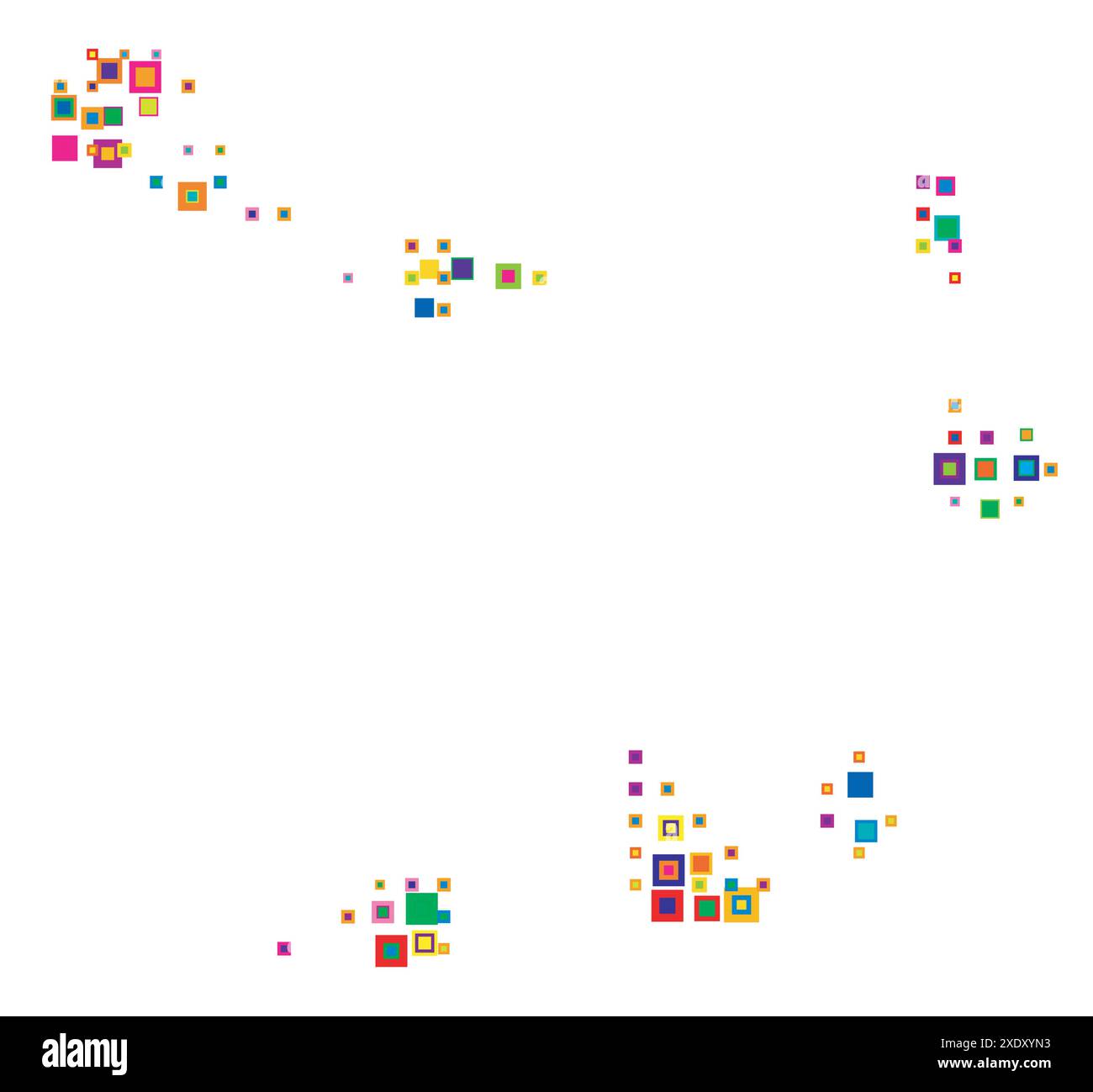 Carte abstraite du Cap-Vert carte abstraite montrant le pays avec un motif de carrés colorés se chevauchant comme des bonbons Illustration de Vecteur