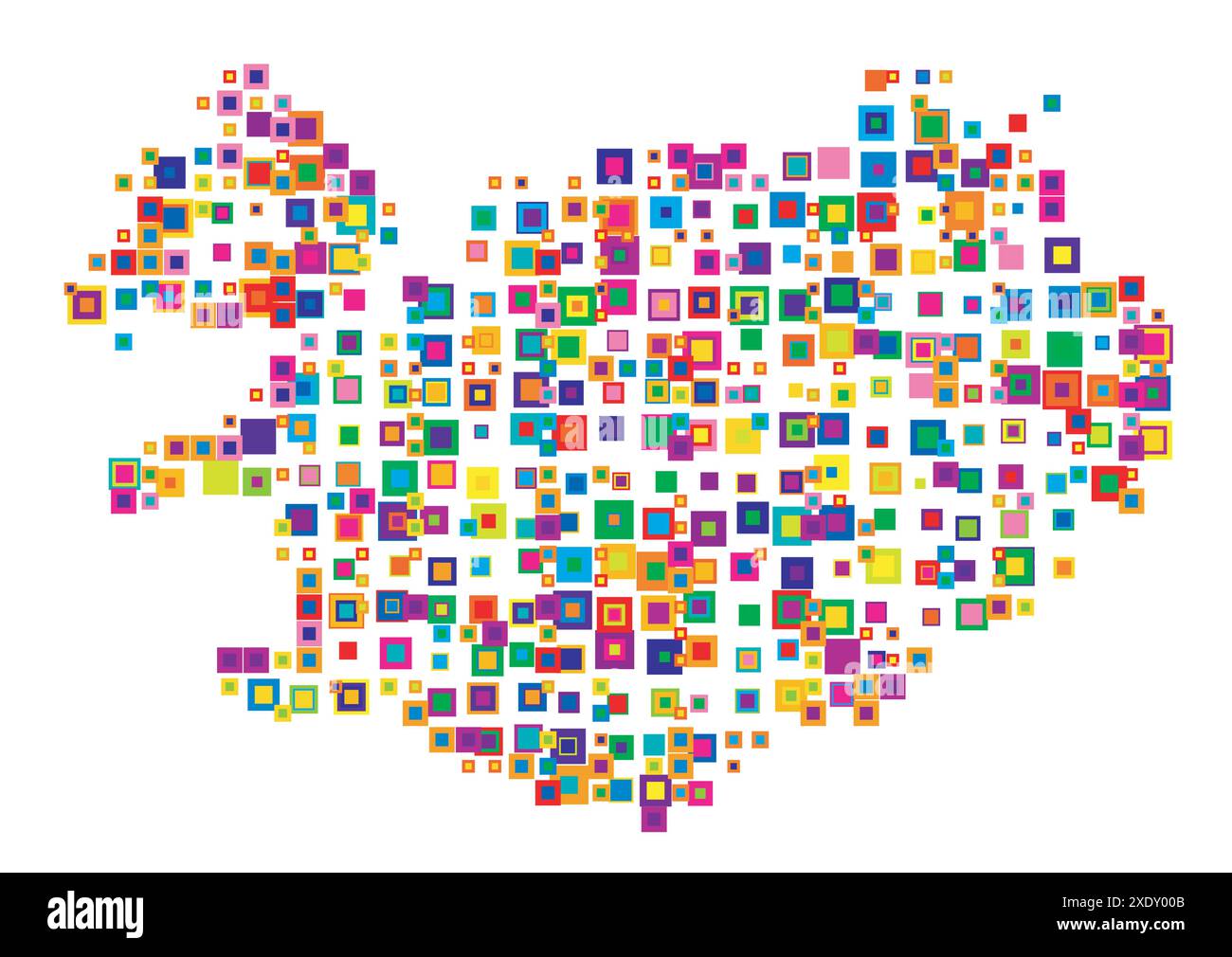 Carte abstraite de l'Islande carte abstraite montrant le pays avec un motif de carrés colorés se chevauchant comme des bonbons Illustration de Vecteur