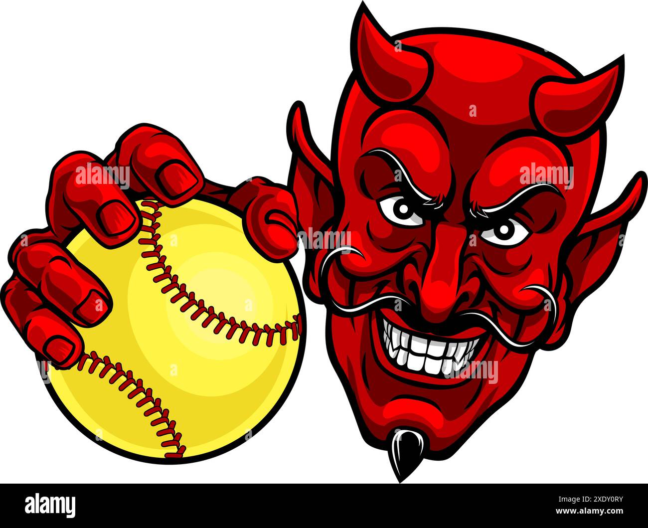 Mascotte de l'équipe de sports de softball du diable Illustration de Vecteur