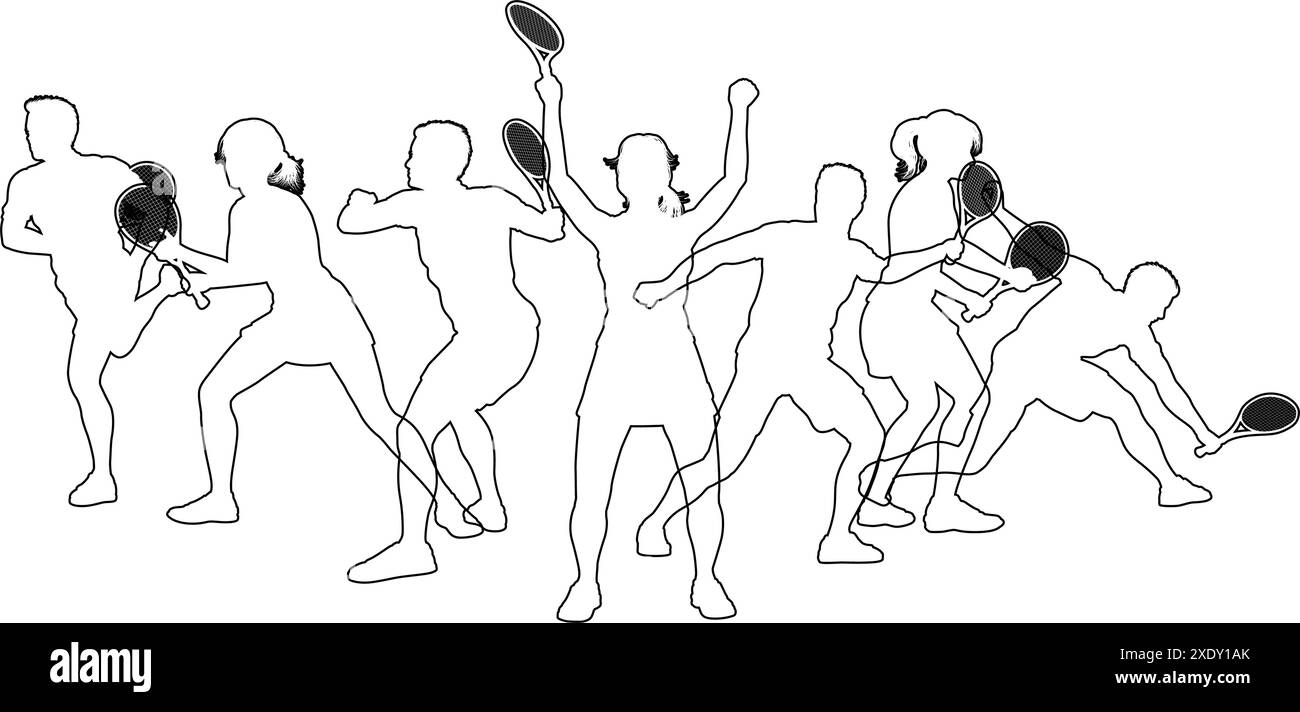 Silhouette tennis Players concept silhouettes Illustration de Vecteur