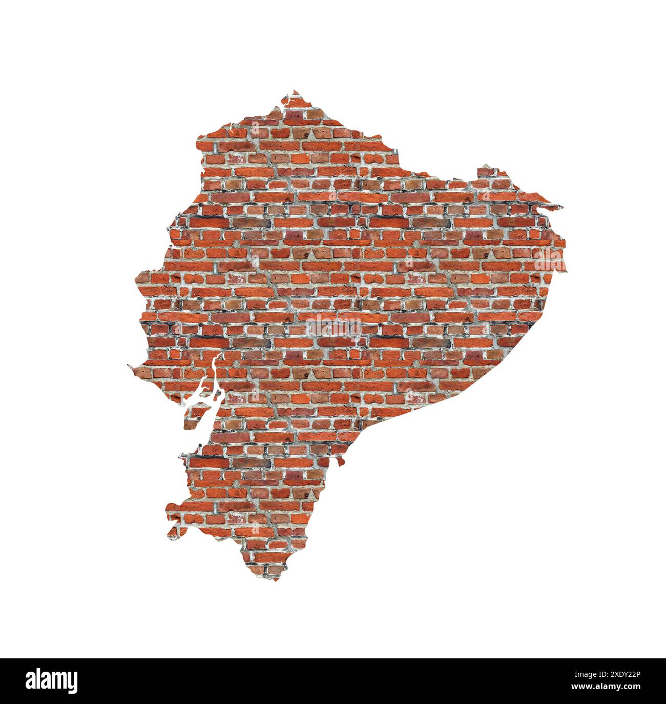 Carte abstraite de l'Équateur conçue comme un mur de briques Banque D'Images