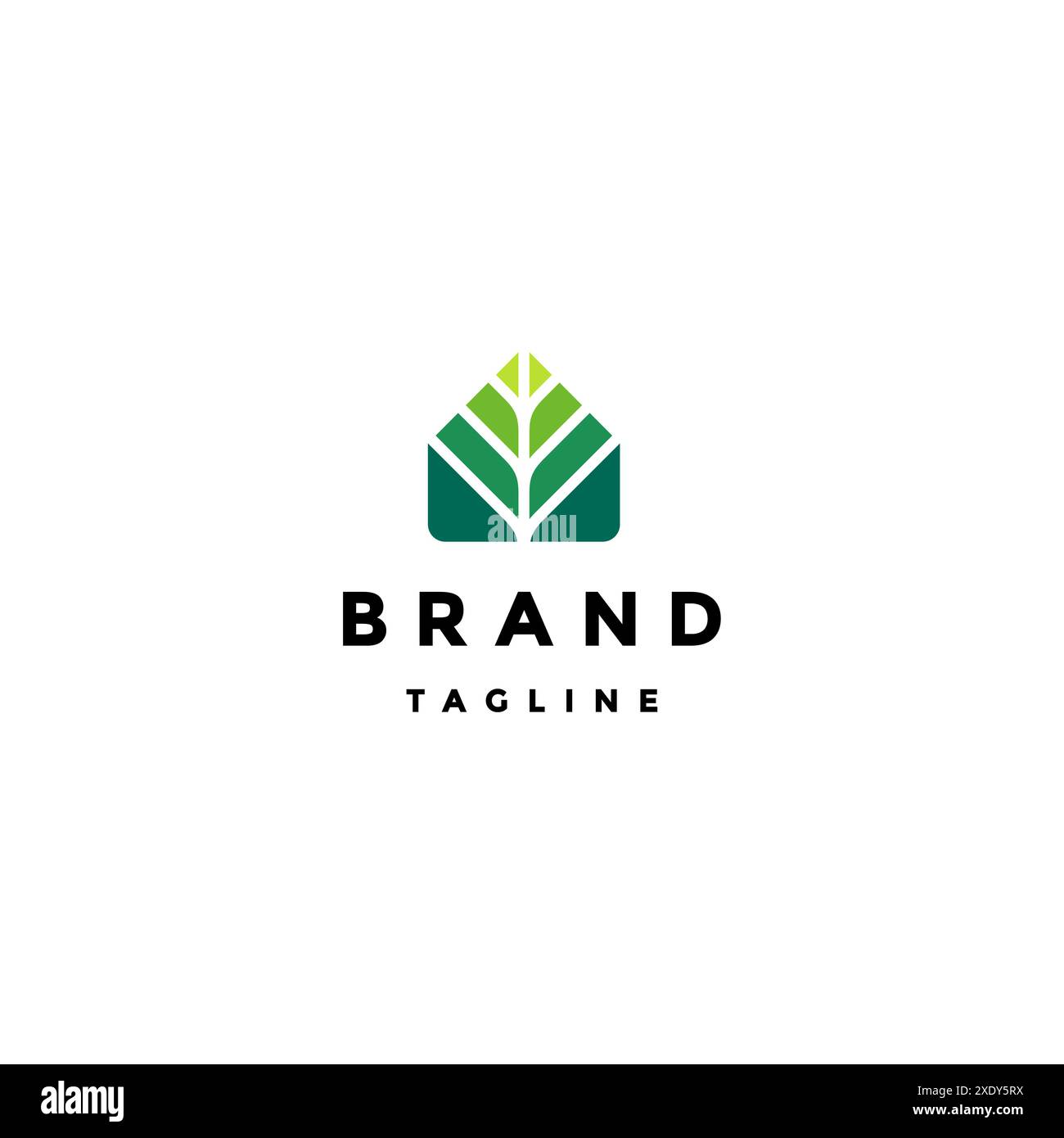 Design simple de logo de maison naturelle. Icône de la maison avec motif de segment de feuille verte design. Illustration de Vecteur