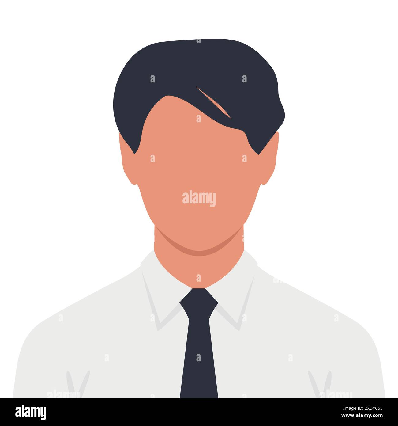 Jeune homme abstrait sans visage en chemise et cravate. Employé de bureau ou avatar masculin étudiant. Illustration vectorielle Illustration de Vecteur