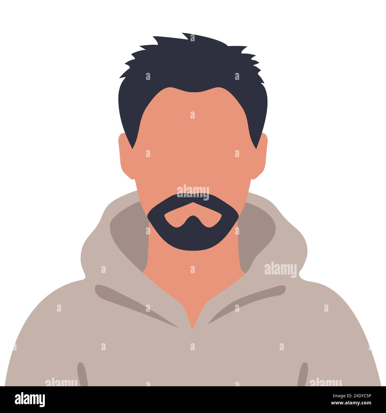 Jeune homme abstrait sans visage avec barbe en sweat à capuche. Avatar masculin barbu. Illustration vectorielle Illustration de Vecteur